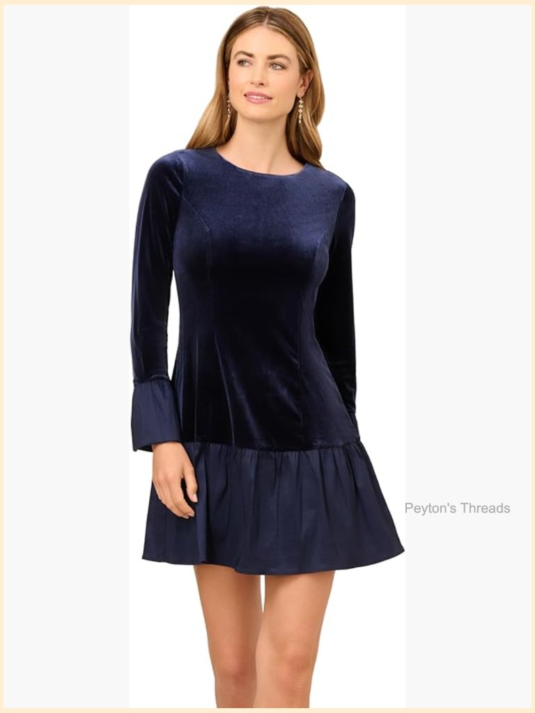 Knit Crepe Short Dress With Lace Flounce